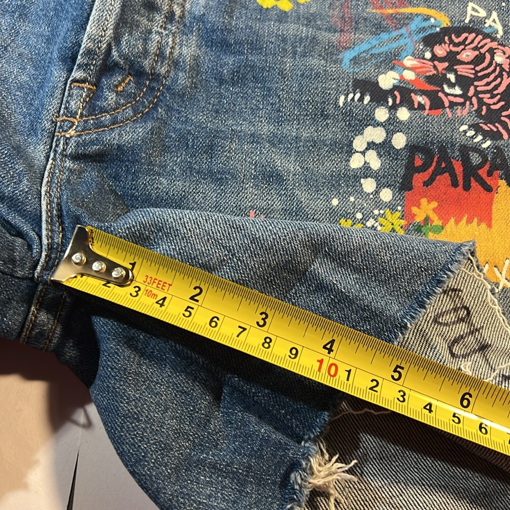NWOT Mother The Vagabond Cuffed Fray Short Spooky Voodoo Wash Painted 27 - Picture 12 of 14